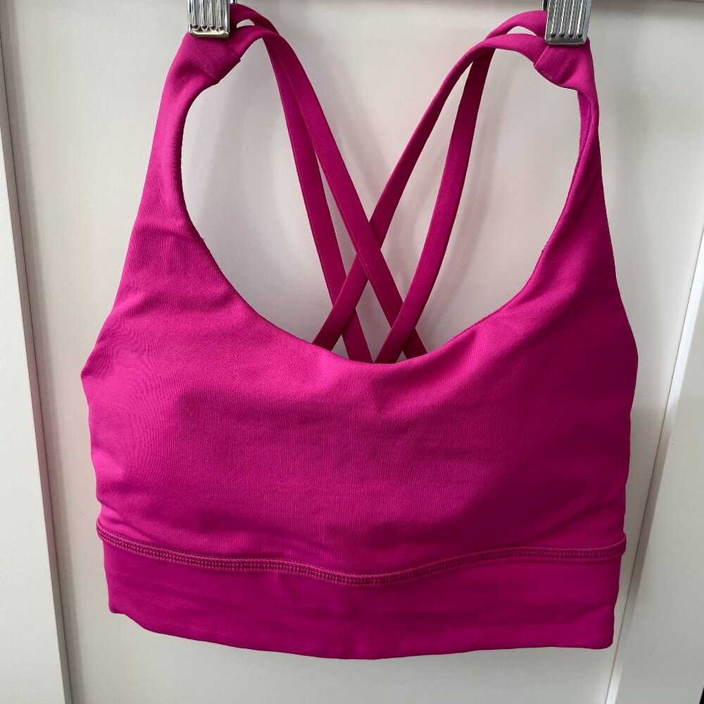 Lululemon Energy Bra Long Line *Medium Support, B-D Cup Magenta Pink Sz 4